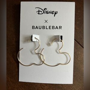 New. Disney x BaubleBar Gold Mickey Hoop Earrings